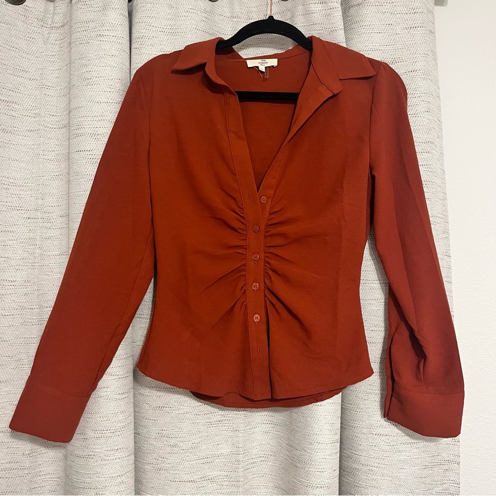 Entro Terracotta Button-Up Blouse